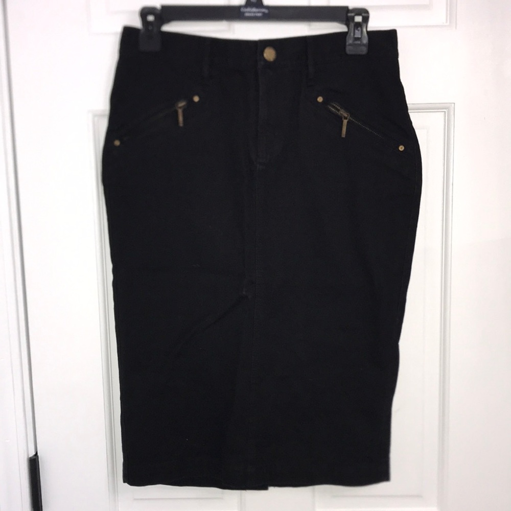 Lauren Jeans Co. Ralph Lauren Black Cotton Denim Skirt (Size: 2)